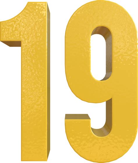 Number 19 Yellow Metal Paint 3d Render 16653016 Png