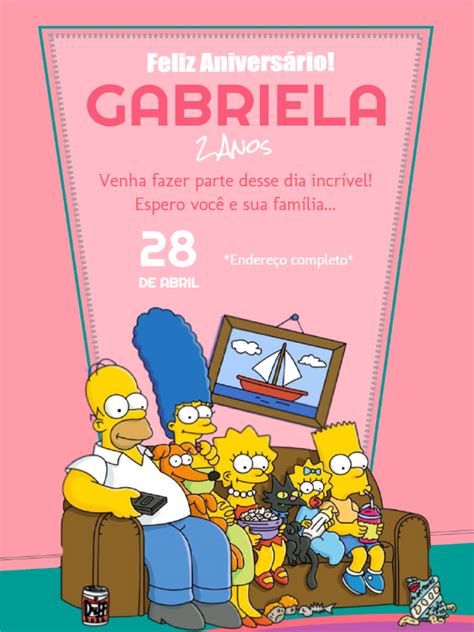 Fazer Convite Online Aniversário Simpsons Menina