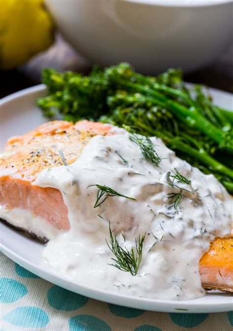 Salmon With Creamy Dill Sauce Spicy Southern Kitchen