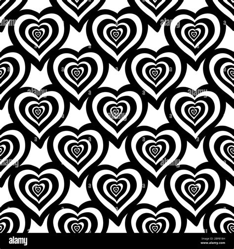 Seamless Pattern Made From Hand Drawn Doodle Hearts Isolated On White