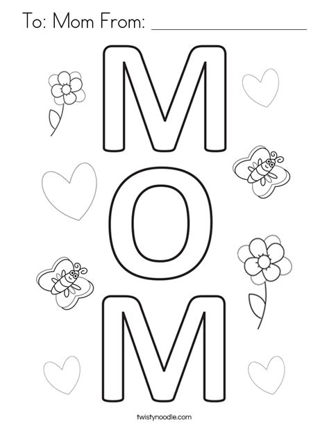 To Mom From Coloring Page Twisty Noodle
