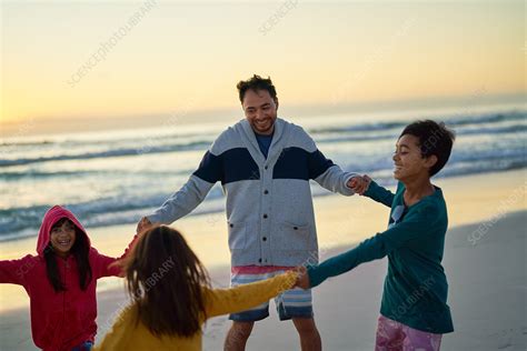 Happy Father And Kids Holding Hands In Circle Stock Image F0320706