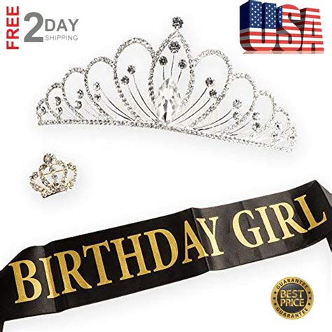 Birthday Girl Sash Queen Tiara Crown And Crown Brooch Set Party Supplies Decor EBay