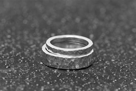 Sterling Silver Chunky Wedding Ring Settextured Sterling Etsy