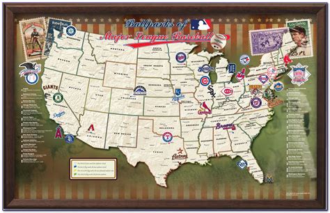 Major League Baseball Stadiums Map Poster Prosecution2012