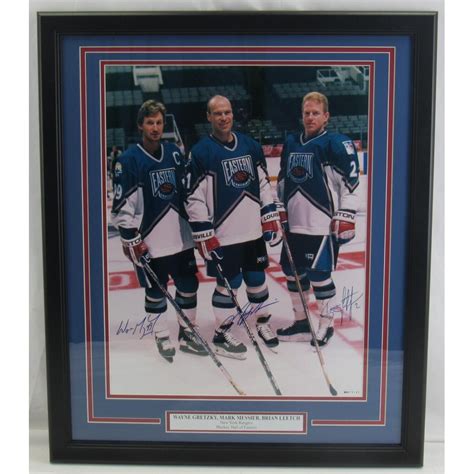 Wayne Gretzky Mark Messier And Brian Leetch Signed All Star Game Custom