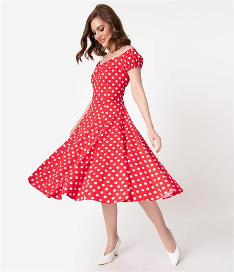 Collectif S Style Red White Polka Dot Dolores Swing Dress