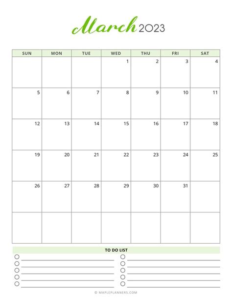 Free Printable March 2023 Monthly Calendar Vertical
