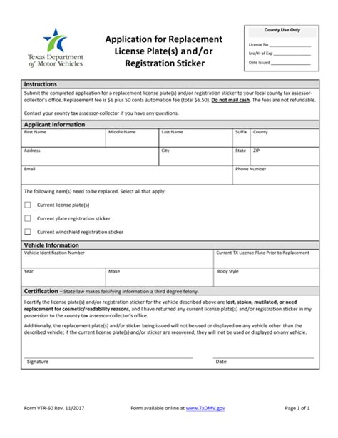 Texas antique car registration form with Original Part | Antique and