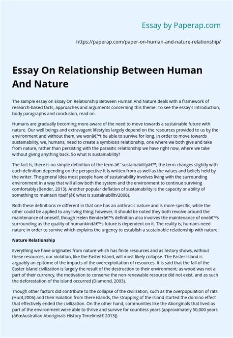 essay on relationship between human and nature free essay example