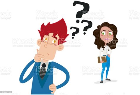 People With Doubts And Work In The Company Office Stock Illustration