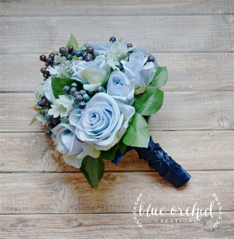 Blue Rose And Blueberry Petite Bouquet With Dusty Miller