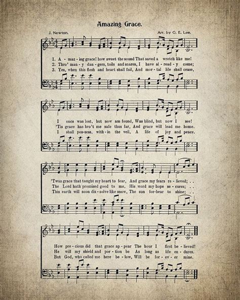 Amazing Grace Hymn Print Sheet Music Art Hymn Art Hymnal Etsy Sheet