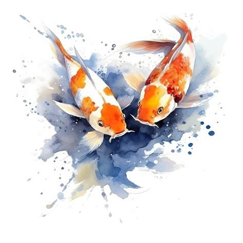 Premium AI Image Two Orange And White Koi Fish Swimming In A Pond