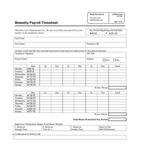 Timesheet Excel Template 9 Printable Word And Excel Formats Samples