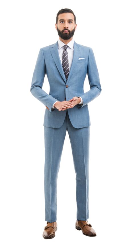 Blue is the original black. Light Blue Wool Linen Suit | Blue suit men, Light blue suit