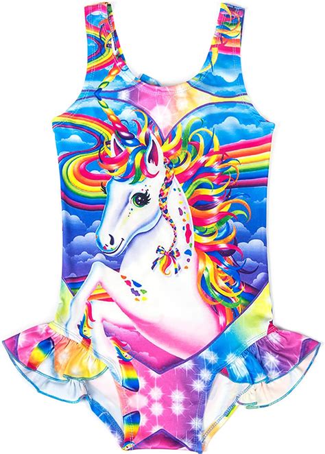 Wenge Girls Rainbow Unicorn Swimsuit Baby Unicorn Print