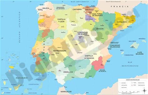Mapa de españa y portugal con provincias