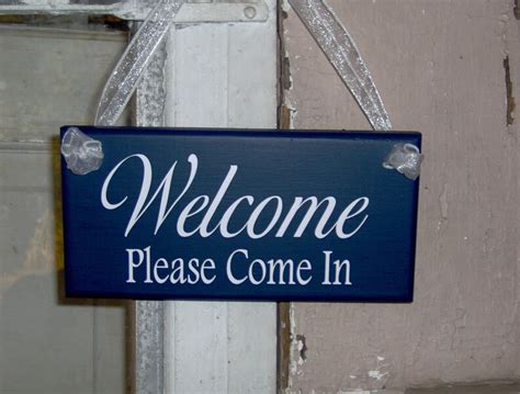 Welcome Please Come In Wood Sign Vinyl Entryway Office Sign Etsy