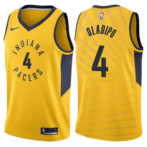Mens Pacers 4 Victor Oladipo Basketball Jersey Yellow City Edition
