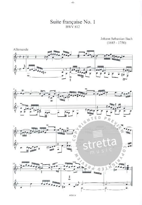 Französische Suite Nr 1 BWV 812 from Johann Sebastian Bach buy now in the Stretta sheet music