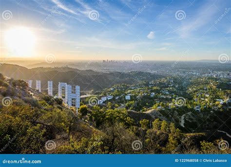 Sunrise From Behind The Hollywood Sign Editorial Stock Photo Image Of