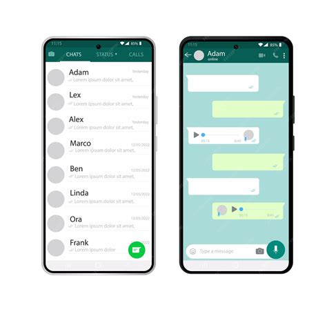 Premium Vector Whatsapp Interface Template On Mobile Phone
