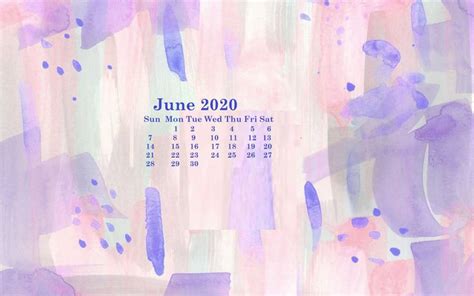 Download Pink And Purple Watercolor June Calendar Wallpaper