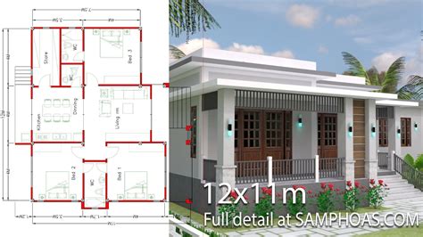 Maybe you would like to learn more about one of these? House Design with Full Plan 12x11m 3 Bedrooms ...