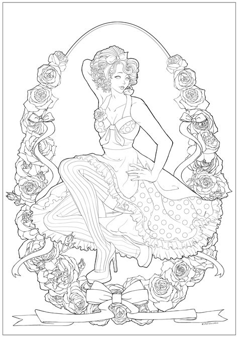 Pin Up Adult Coloring Page Coloring Home