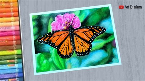 Art With Oil Pastels Monarch Butterfly Drawing Tutorial For Beginners