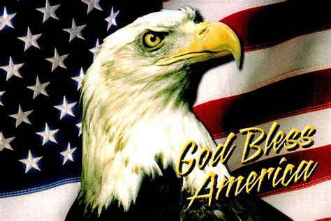 Us America Patriotics Flag Eagle Phrase God Bless America