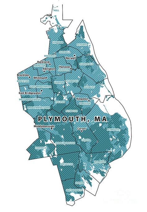 Massachusetts Plymouth County Vector Map Digital Art By Frank Ramspott