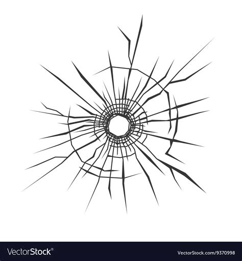 Bullet Hole In Glass White Background Royalty Free Vector