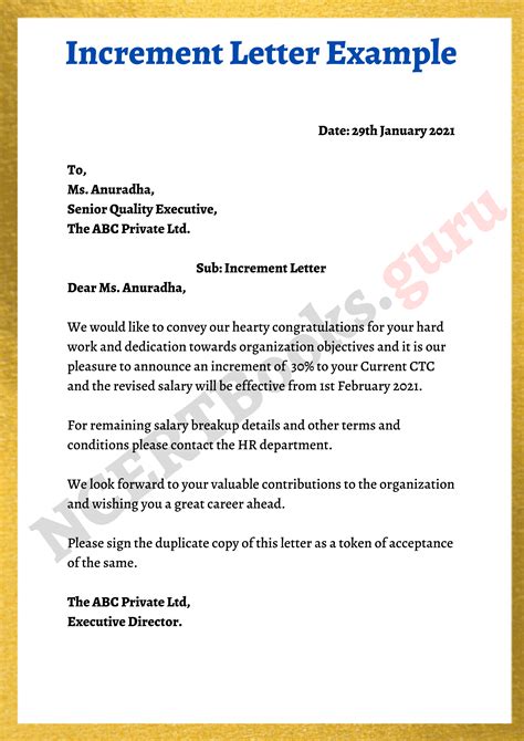 Promotion And Salary Increment Letter Format