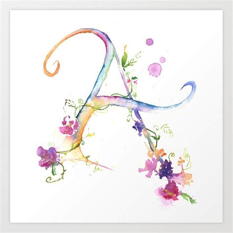 Buy Watercolor Monogram A Watercolor Typography Floral Lettering