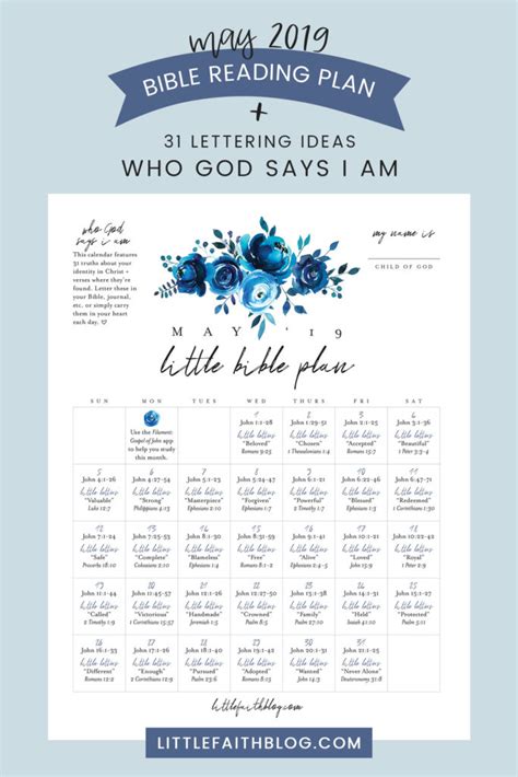 Explore with us the origins and development of this fascinating biblical topic, and how its offers us a model for engaging the scriptures in our own day. May 2019 Bible Reading Plan + Who God Says I Am: 31 ...