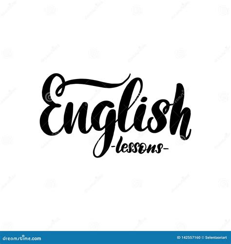 English Lessons Lettering Card Typographic Stock Vector Illustration