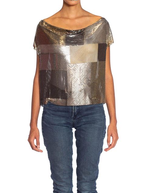 Morphew Collection Gunmetal Patchwork Metal Mesh Top For Sale At 1stdibs