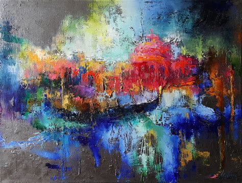 Abstract painting Mysterious Venice, oil, acryli | Artfinder