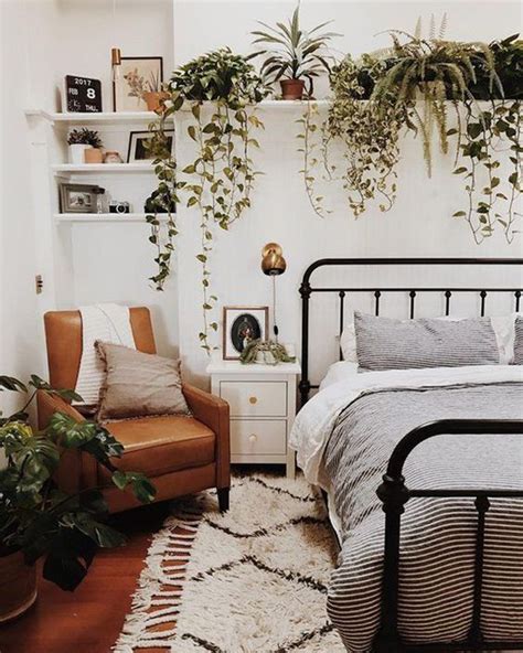 Bohemian Bedroom With Lush Greenery Homemydesign