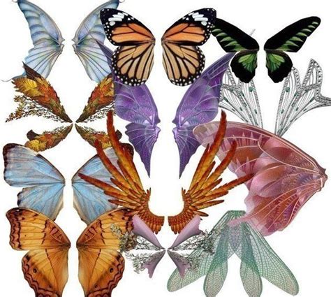 Butterfly Fairy Wings Digital Collage Sheet Blues Pinks Orange Etsy