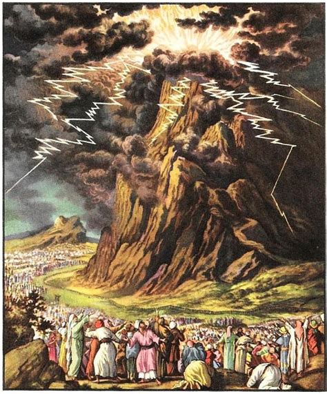 Vintage Print The Giving Of The Law Moses Mt Sinai Ten Commandments Bible Story Print Mt