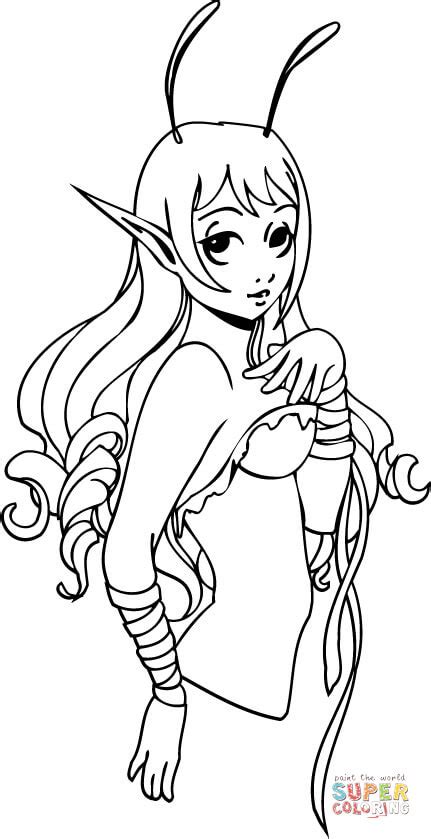 Elf Girl With Long Hair Coloring Page Free Printable