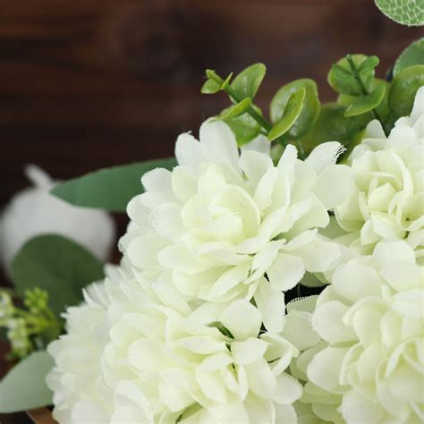 12 bushes cream artificial chrysanthemum flower tableclothsfactory