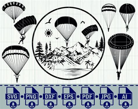 Parachute Svg Bundle Skydivers Svg Paragliding Svgparachute Etsy