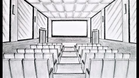 One Point Perspective Perspective Drawing Theatre Drawing Bungalow