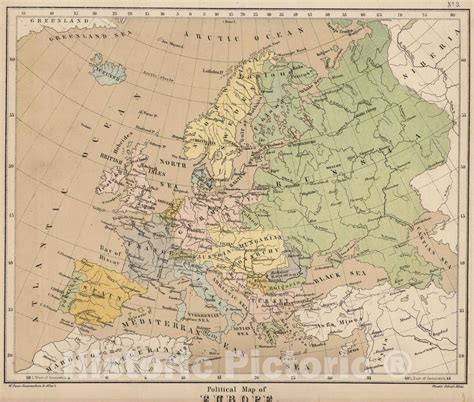 Historic Map 1880 Political Map Of Europe Vintage Wall Art In 2022