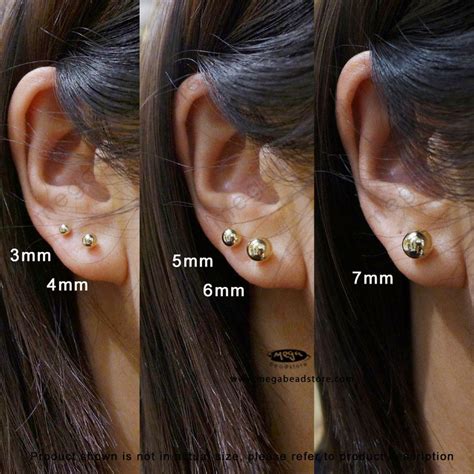 14k Gold 3mm 4mm 5mm 6mm 7mm Ball Stud Earrings Solid Real Etsy 14k