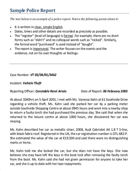 Write a letter to the police inspector of your area informing about an attempted theft that took place in your house. FREE 4+ Sample Police Reports in PDF
